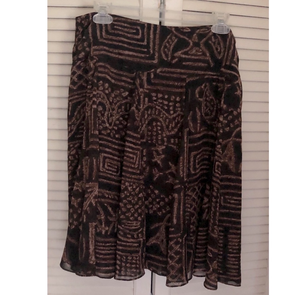 CHAPS Multi Colored Animal Print Sheer Pleated Skirt 12